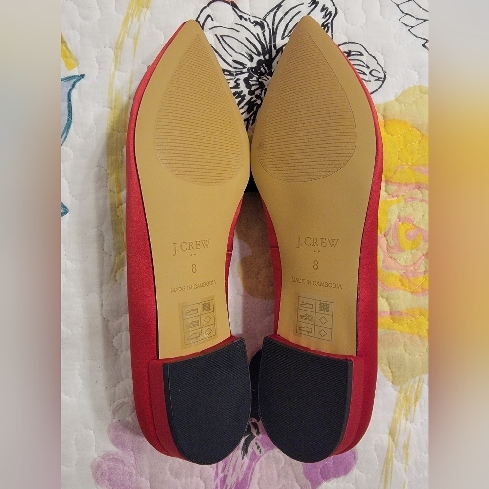 NIB J. Crew Satin Pointy Toe Flats with Crystal E… - image 6
